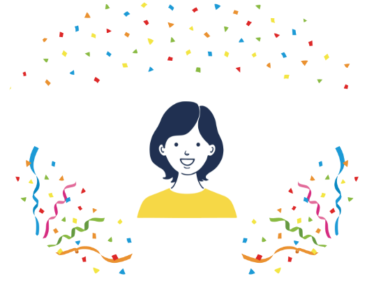 女性が喜んでいる絵